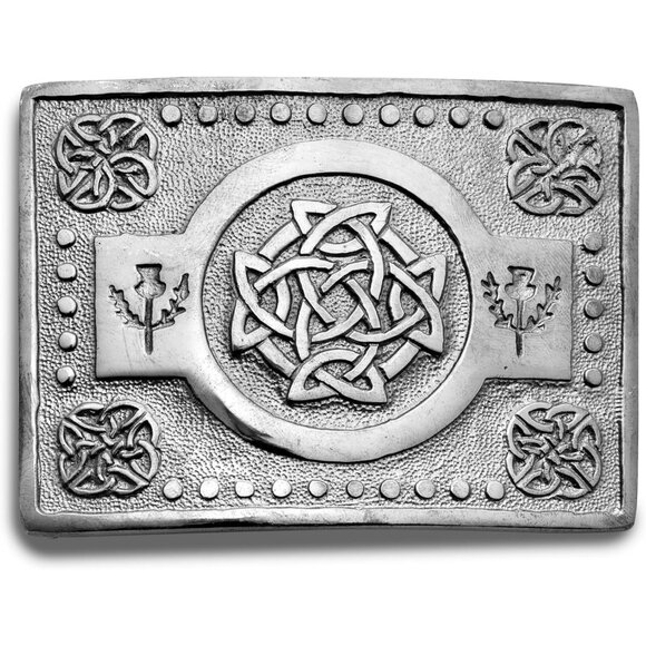 Men's Silver Antique Imported Scottish Kilt Western Cowboy Design Belt Buckle - Picture 1 of 6